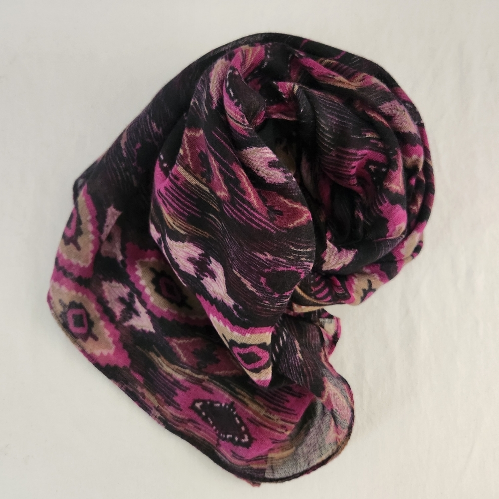 Infinity Scarf - Black Pink Multicolor - Geometri… - image 1